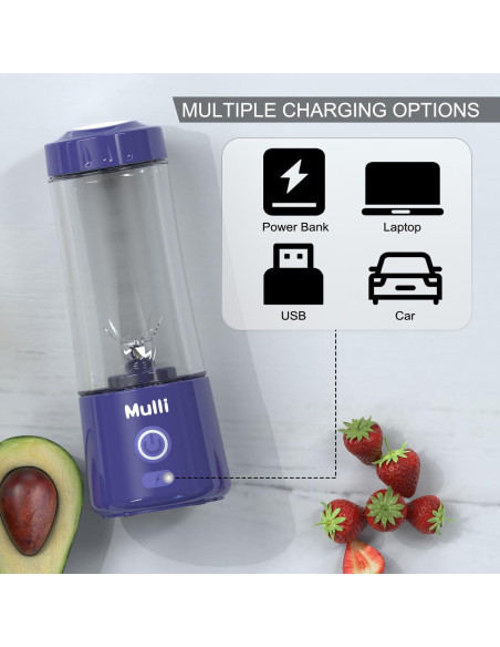 Licuadora Portátil Mulli 0.41L Recargable USB 6 Cuchillas Licuadora Portátil Mulli 0.41L Recargable USB 6 Cuchillas