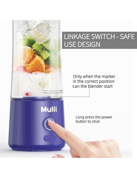 Licuadora Portátil Mulli 0.41L Recargable USB 6 Cuchillas Licuadora Portátil Mulli 0.41L Recargable USB 6 Cuchillas