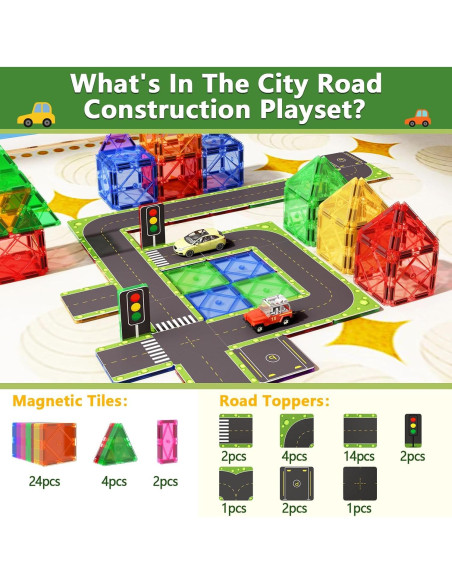 Juego de Accesorios Carreteras Magnéticas Soyee 24 Piezas