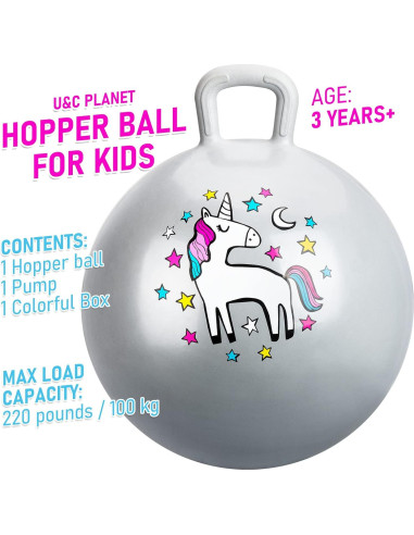 Pelota Saltarina U&C Planet 45 cm Unicornio para Niños