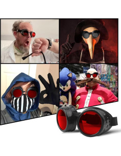 Gafas Steampunk TamBee con Lentes Reemplazables Rojas 2