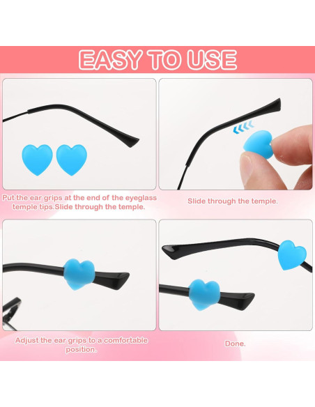 Sujetadores de Gafas de Silicona Suave 16pcs Corazón