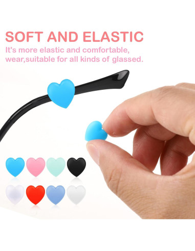 Sujetadores de Gafas de Silicona Suave 16pcs Corazón