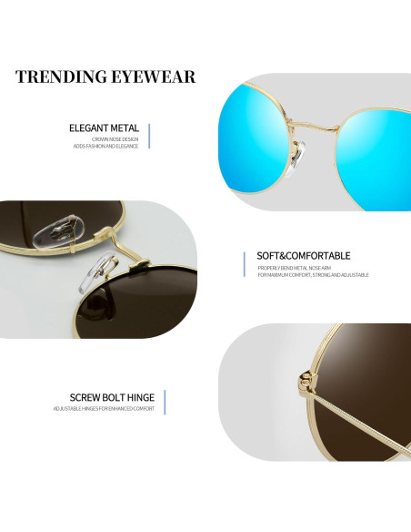 Gafas de sol redondas Joopin UV400 polarizadas para mujeres Gafas de sol redondas Joopin UV400 polarizadas para mujeres