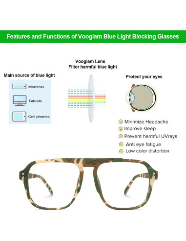 Gafas de luz azul VOOGLAM Aviador para hombres y mujeres