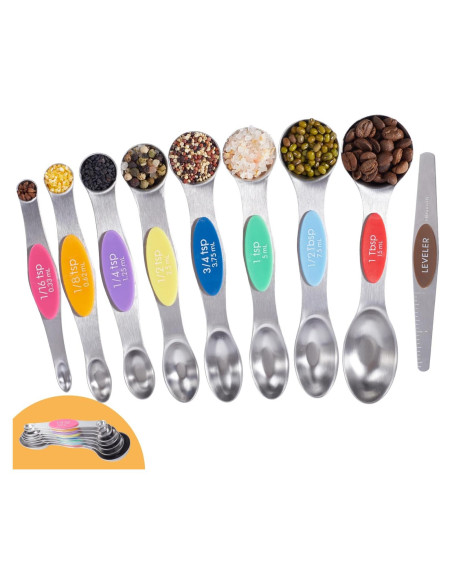 Juego de Cucharas Medidoras Magnéticas Obsoorth 9 Piezas Acero Inoxidable