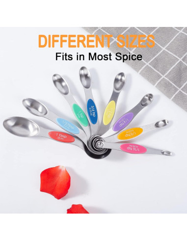 Juego de Cucharas Medidoras Magnéticas Obsoorth 9 Piezas Acero Inoxidable