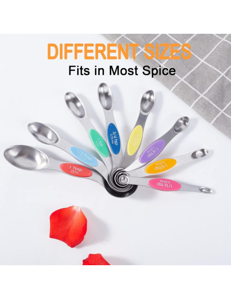 Juego de Cucharas Medidoras Magnéticas Obsoorth 9 Piezas Acero Inoxidable