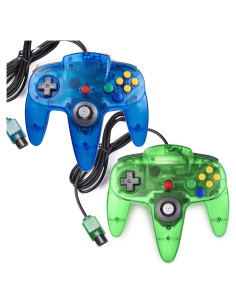 Controlador Clásico N64 miadore Verde y Azul 10 Botones