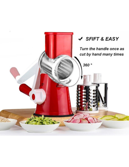 Rallador de Queso Manual KITCHEN VIBE con 3 Cuchillas