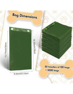 Bolsas de Desechos para Perros Ireer 5000 Pcs Verde 2