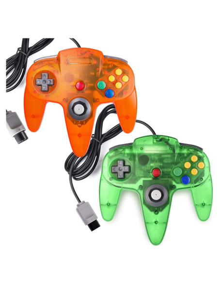 Controlador Clásico N64 miadore Verde y Naranja 10 Botones
