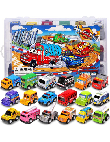 Conjunto de 18 coches de juguete KarberDark con estuche