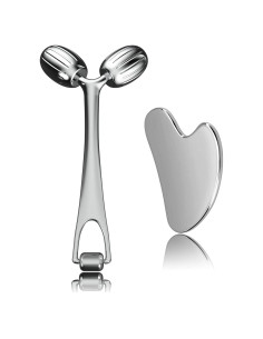 Conjunto Gua Sha y Rodillo Facial Yeamon Acero Inoxidable