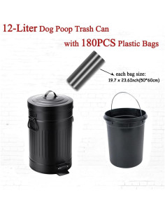 Cubo de Basura Umtiti 12L con Tapa y 180 Bolsas Negras 2