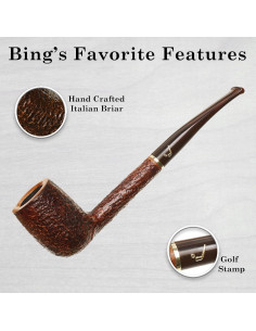 Pipa Savinelli Bing's Rustificada Billiard Hecha a Mano 2