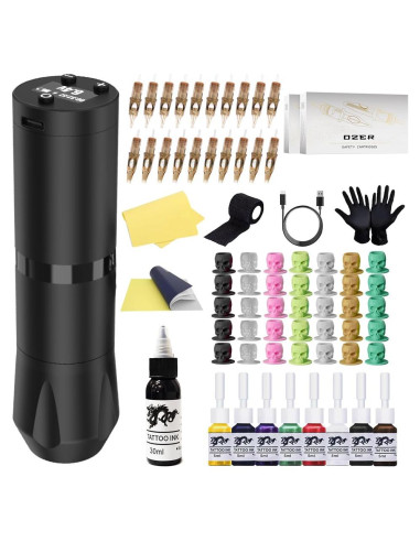 Kit de Pluma de Tatuaje Inalámbrica OZER con Accesorios