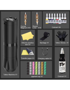 Kit de Pluma de Tatuaje Inalámbrica OZER con Accesorios 2
