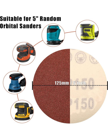 Discos de Lijado Szarint 150 Granos 12.7 cm 150 Pcs