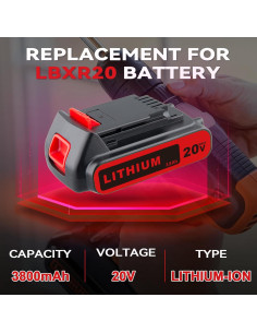4 Baterías de Litio 20V 3.8Ah Black & Decker Compatible 2