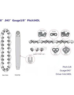 Paquete de 2 cadenas de sierra 8" Dewalt Black & Decker 2