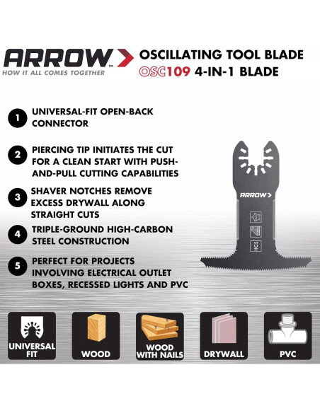 Cuchilla Oscilante Arrow OSC109-1 para Paneles de Yeso