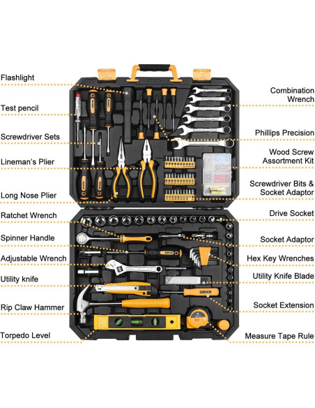 DEKOPRO Kit de Herramientas 208 Piezas para Bricolaje