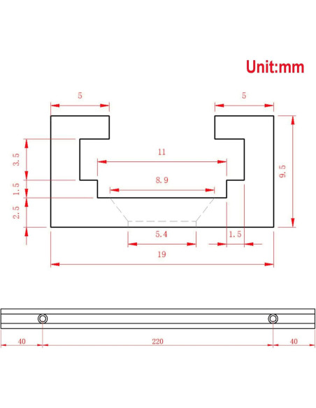 Deslizador T-Track Aluminio Zeberoxyz 300mm 4pcs
