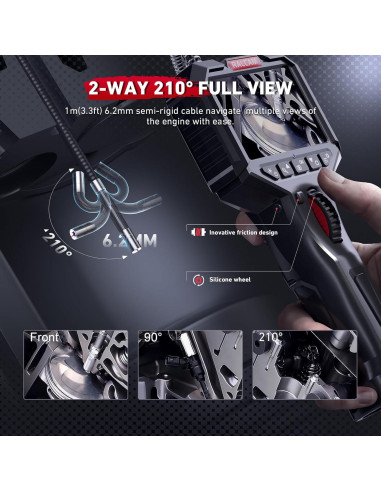 Borescopio Ralcam Articulado 6.2mm HD con Luz LED