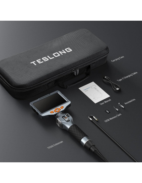 Borescopio Articulado Teslong TD500 con Doble Cámara y Pantalla 5"