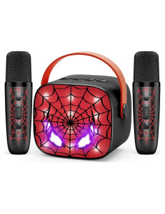 Máquina de Karaoke Mini Cool Bluetooth LED 2 Micrófonos