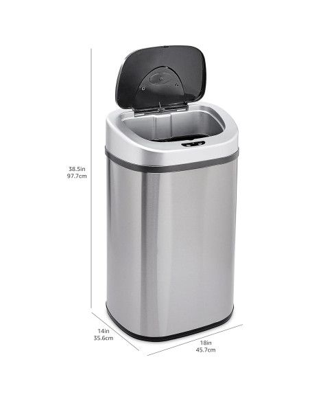 Cubo de Basura Automático Amazon Basics 80L Acero Inoxidable