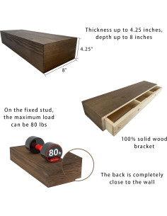 Manto de Chimenea XWNE Rústico 120x20x10 cm Nuez Oscura 2