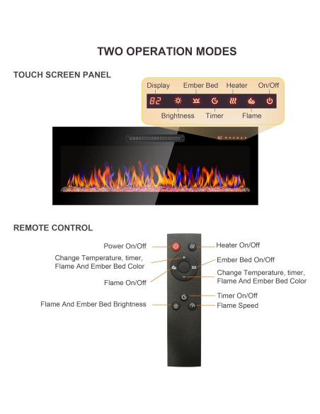 Chimenea Eléctrica Genérico 106 cm Vidrio Templado Control Remoto