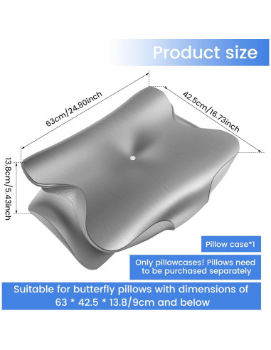 Funda de Almohada Contour OWTWCNL de Seda Imitación Gris 63x42.5cm