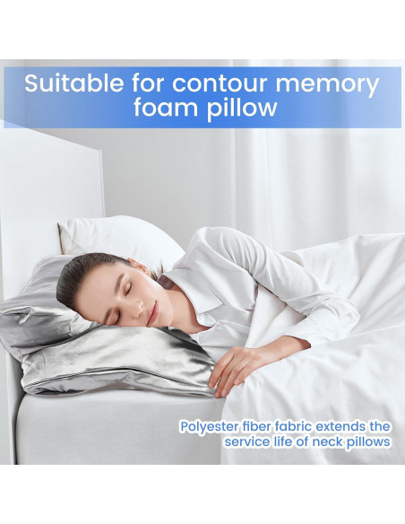 Funda de Almohada Contour OWTWCNL de Seda Imitación Gris 63x42.5cm