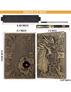 Cuaderno de Piel Dragón 3D JiaoJiRen A5 Vintage con Bolígrafo 2