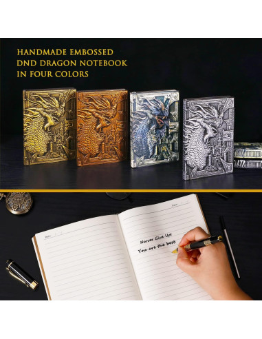 Cuaderno de Piel Dragón 3D JiaoJiRen A5 Vintage con Bolígrafo