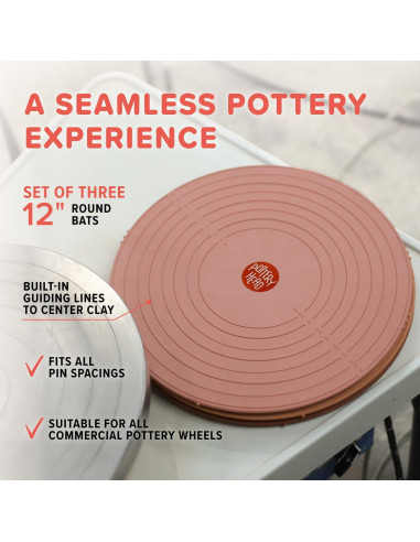 Set de 3 Bats Redondos de Cerámica Pottery Head 30.48 cm