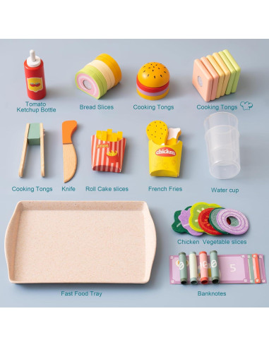 Conjunto de Comida de Juguete ROBOTIME Hamburguesas 45 Piezas