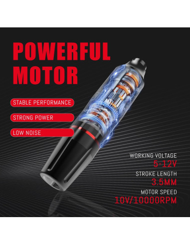 Kit de Tatuaje Profesional Peslief con 10 Agujas y Suministro Inalámbrico