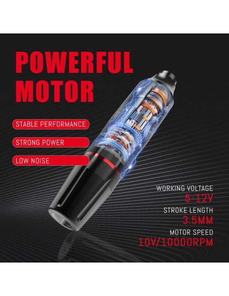 Kit de Tatuaje Profesional Peslief con 10 Agujas y Suministro Inalámbrico Kit de Tatuaje Profesional Peslief con 10 Agujas y Suministro Inalámbrico