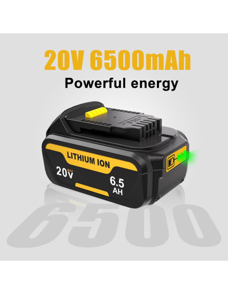 Paquete de 2 Baterías Litio 20V 6.5Ah Leisuda para Dewalt Paquete de 2 Baterías Litio 20V 6.5Ah Leisuda para Dewalt