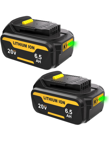 Paquete de 2 Baterías Litio 20V 6.5Ah Leisuda para Dewalt