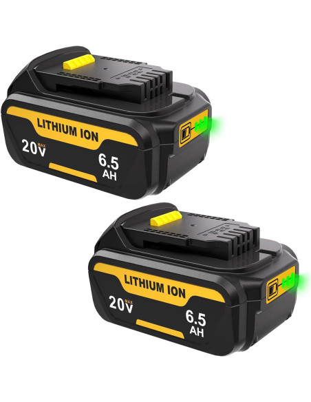 Paquete de 2 Baterías Litio 20V 6.5Ah Leisuda para Dewalt Paquete de 2 Baterías Litio 20V 6.5Ah Leisuda para Dewalt