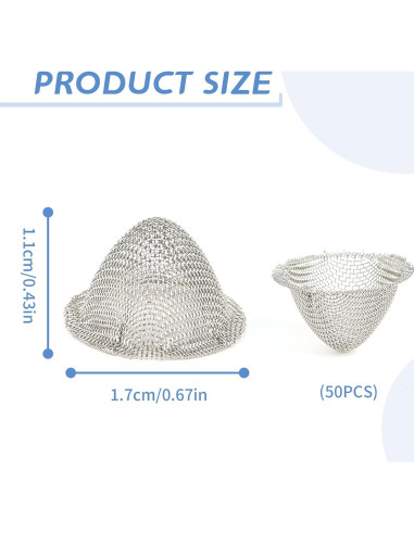 50 Pantallas de Tubo Acero Inoxidable Kojcijs 1.6 cm Reutilizables