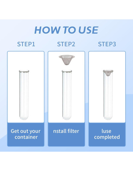 50 Pantallas de Tubo Acero Inoxidable Kojcijs 1.6 cm Reutilizables