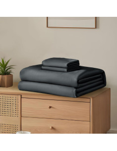 Juego de Sábanas Queen Homiest 4 Piezas Rayón Bambú Gris 2