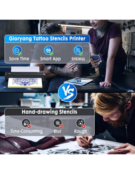 Impresora de Plantillas de Tatuaje Gloryang JD-126 Inalámbrica Impresora de Plantillas de Tatuaje Gloryang JD-126 Inalámbrica