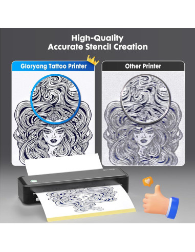 Impresora de Plantillas de Tatuaje Gloryang JD-126 Inalámbrica